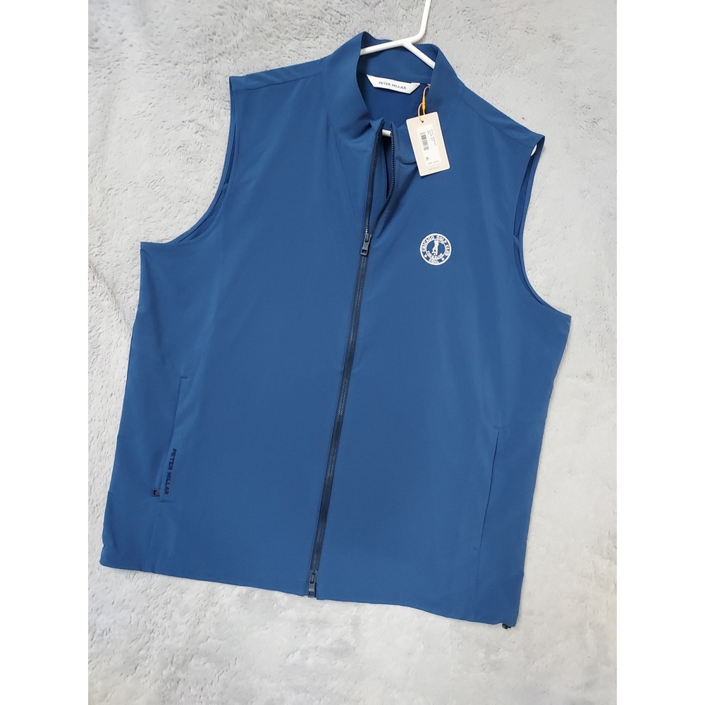NEW Peter Millar Dunes Jacket Mens Large Crown Sport Golf Full Zip Vest Blue NWT